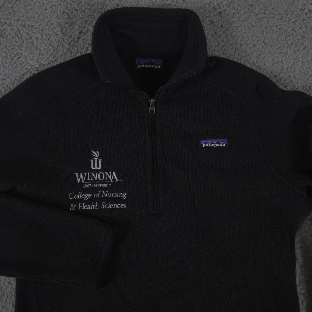 Patagonia Better Sweater 1/4 Zip Women Medium Black Fleece Jacket Outdoor Hiking
